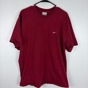 Vtg Nike Check Swoosh Embroidered TShirt Maroon Red Sz XL Gray Tag Y2ks